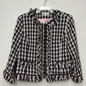 Elliott Lauren Black and Pink Tweed Jacket